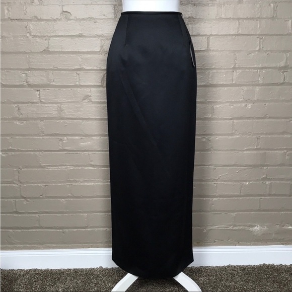 Long Black Zola Satin Evening Skirt - Sz 14 - Picture 3 of 6